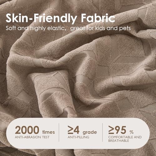 Couch Cushion Covers Waterproof, Couch Covers for 3 Cushion Couch Sofa Pet Friendly, Stretch Sectional Couch Covers Non Slip, Washable, Sofa Slipcovers with Elastic Bottom (3 Seater + 1 Chaise) - Thumbnail 3
