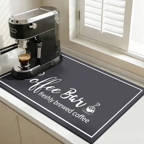 Findosom Dish Drying Mat, 12"x 20" Super Absorbent & Hide Stain Coffee Mat, Cuttable Drying Mat for Kitchen Counter, Coffee Bar Accessories, Under Dish Rack, Coffee Maker, Espresso Machine, DarkGrey - Thumbnail 5