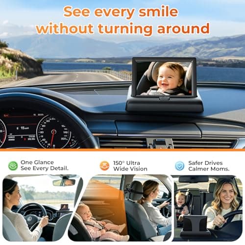 Itomoro Baby Car Mirror, View Infant in Rear Facing Seat with Wide Crystal Clear View,360° Rotation Plug and Play Easy Install baby car monitor 1080p - Thumbnail 2