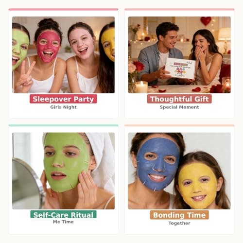 Meleell 7-Color Collagen Face Masks Skincare Set,Gentle for Sensitive Skin, Deep Hydrating Spa Facial Mask for Dry Skin, Bridesmaid & Birthday Gifts for Women, Teens, Kids-— Self-Care & Party Favors - Thumbnail 6