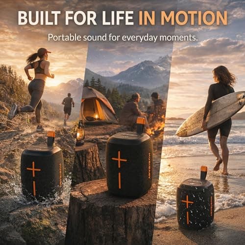 Musibaby Bluetooth Speaker, Portable Waterproof Wireless Speaker with 20W Loud Sound, 25H Playtime, FM Radio, USB/TF/AUX, Stereo Pairing and Carry Loop for Indoor Outdoor Use, M73（Black - Thumbnail 5