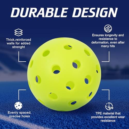 AILANFEI ALANFEI 12-Pack Premium Pickleball Balls -Compliant USAP Approved, 40 Holes Outdoor/Indoor Pickle Balls， Perfectly Balanced, High Bounce True Flight, Pickle Ball for Tournament Play - Thumbnail 2