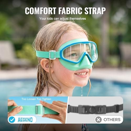 Aegend 2PCS Swim Goggles with Nose Cover,Kids Swimming Goggles with Fabric Strap,Wide View No Leaking Pool Goggles for Kid Youth Adult - Thumbnail 3