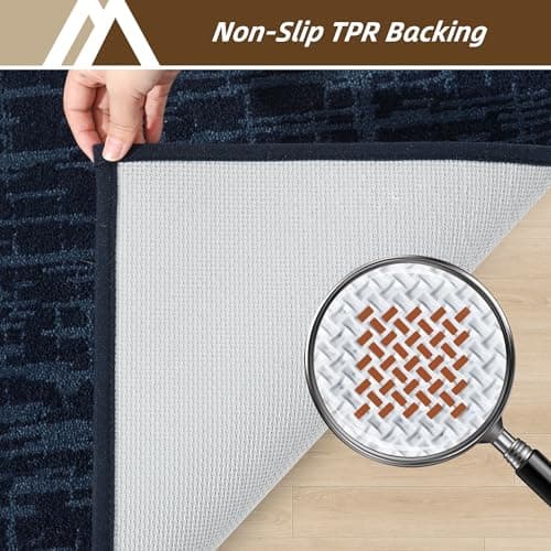 COSY HOMEER Door Mat 24" x 60" Non-Slip Washable Entryway Rug,Dirt Trapper Door Mat Indoor Entrance,Stain Resistant Absorbent Welcome Mats for Front Back Doormats and Wet Shoes,Navy Blue - Thumbnail 3