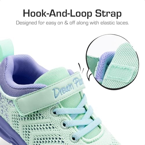 DREAM PAIRS Boys Girls Shoes Kids Tennis Footwear EZ-Ons GoGetters Running Athletic School Sneakers for Little/Big Kid,Size 13 Little Kid,Mint Green/Purple,KD18001K - Thumbnail 3