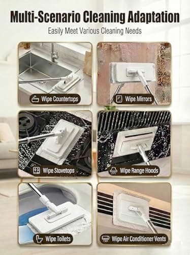 Snap Grip Mini Mop, Hands-Free Cloth Changing with 360° Rotating Head, Zero-Touch Portable Wall Mop for Floor, Tile and Mirror, Universal Pad Compatibility for Any Cloth+ Magic Cleaning Cloth - Thumbnail 5