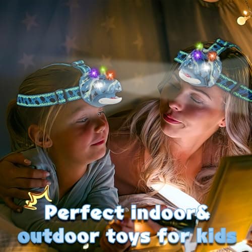 Triceratops LED Headlamp Dinosaur Headlamp for Kids Camping Gear Essentials Outdoor Toy Head Lamp Flashlight for Boys Girls or Adults Ideal Gift for Birthday, Halloween, Christmas, New Year - Thumbnail 3
