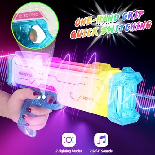 Electric Water Gun for Kids Adults, Automatic Squirt Gun Soaker with Spray Sound and Led Lights, Rechargeable Battery Water Blaster Up to 25 FT Range, Summer Outdoor Toys for Beach Pool Game - Thumbnail 5