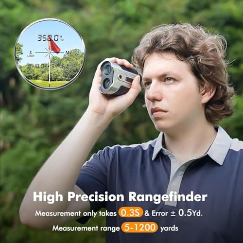 LAZYCAT Golf Rangefinder with Slope,1200 Yards Laser Range Finder Golfing Dimmable,Range Finder Golf 7X Magnification,Flag Lock Vibration,Measure Speed,Rechargeable with Magnet,Golf Gifts for Men - Thumbnail 3