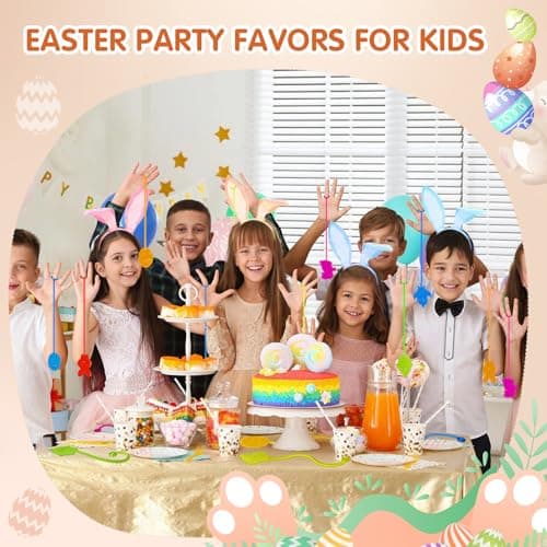Easter Sticky Hands Bulk 42 PCS Party Favors for Kids Easter Egg Fillers Basket Stuffers Stretchy Sticky Hand Toy Goodie Bag Stuffers Classroom Prizes for Kids Toys Carnival Birthday Party Supplies - Thumbnail 6