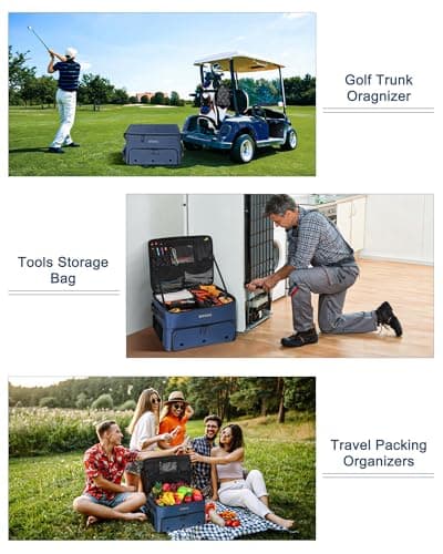 BAIXIXIG Golf Trunk Organizer, 2-Layer Storage with Shoe Pocket, Storage for Golf Accessories, Gifts for Golfers, Blue - Thumbnail 6