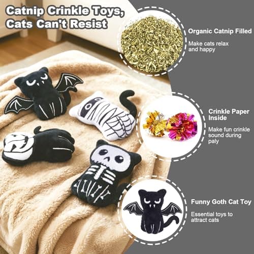 Retro Shaw Catnip Toys, 4 Pack, Fun Cat Toys with Crinkle Sound Inside, Ideal Interactive Kitten Toys for Indoor Cat Nip Kitty Kicker Pet Toy, 3.7Inches - Thumbnail 2