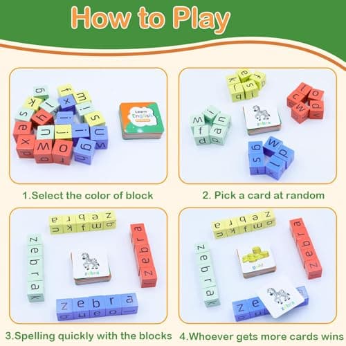 Humerry Spelling Games for Kids Ages 3-6, CVC Word Matching Letter Game, Phonics Learning Toy with 54 Flash Cards for Preschool Boys Girls - Thumbnail 5