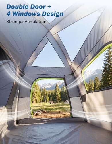 JOYTUTUS SUV Tent for Camping with Rainfly 2026 Upgrade, Strong Four Steel Frame Poles, 5-9 Person Big Car Tent with Ventilated Double Door, Movie Screen, 8' W X 10' L X 7' H, Fit for SUV CUV Van - Thumbnail 6