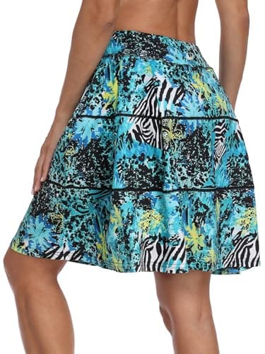 KORALHY Pleated Back Tennis Skirts for Women 20" High Waist Athletic Skorts with Decorative Stitching and Pockets for Golf Leopard Print M - Image 1