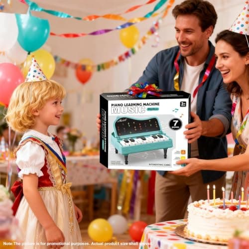 Mini Piano for Kids with Music Notes Guiding- 13 Keys Pocket Travel Keyboard Toy with 7 Modes - Portable Musical Instrument Toys Birthday Gifts 3 4 5 6 Year Old Boys Girls (Blue) - Thumbnail 6