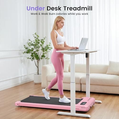 Pink Walking Pad Treadmill with Incline - Under Desk Treadmill with Vibration Massage Plate, 2.5HP Compact Portable Treadmills for Home Small Spaces, Office, Remote Control & LED Display - Thumbnail 5