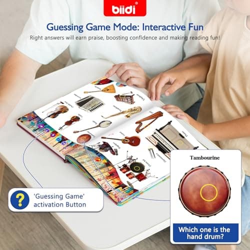 biidi English Words Talking Book for Kids Interactive Activity for Toddler Age 3-5,600+ Sound,Electronic English Learning Travel Toy Birthday Gifts for Boys and Girls,Autism Sensory Toy Sound Book - Thumbnail 5