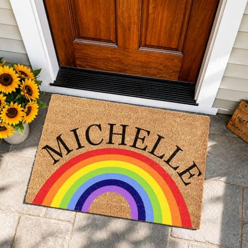 Fincekoom Personalized Natural Coco Coir Door Mat with Heavy Duty Backing Custom Non-Slip Front Door Welcome Mats for Outside Entrance or Porch Entry Housewarming Gift for Home Decor - Thumbnail 2