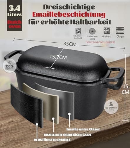 LINMAGCO Dutch Oven for Bread Baking & Sourdough Bread Baking Starter Kit- 11-Piece Beginner Gift Set with 3.6QT Oval Cast Iron Pot with Lid, Silicone Proofing Basket & Artisan Tools - Thumbnail 3