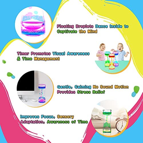 Cucue 2 Pack Liquid Motion Bubbler - Sensory Toys for School, Home, Office - Colorful Liquid Hourglass for Calming & Relaxing - Gifts for Kids & Adults -New Model 6.7x2.6in - Thumbnail 5