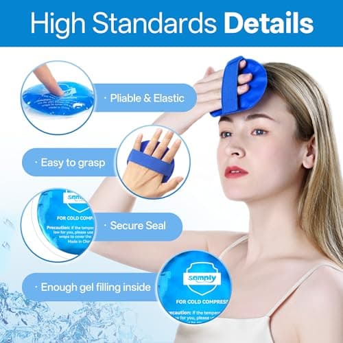 samply Small Gel Ice Packs for Boo Boos, Cold Packs for Injuries Reusable Pain Relief, Headaches and Toothaches,Eyes, Face, 5 Pack Mini Round Ice Packs with 2 Covers for Cold Compress - Thumbnail 4