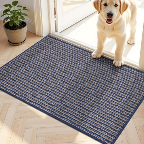 Ileading Indoor Door Mat 24"x36" Non-Slip Washable, Super Absorbent Stain Resistant Pet Friendly Muddy Paws Welcome Mat, Entryway Mat for Entrance Bath Laundry (Blue) - Image 1