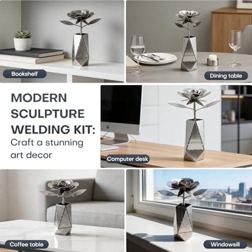 CMLDGIA 3D Rose and Vase Welding Practice Kit for Beginners DIY 201 Stainless Steel Tack Welding Project Metal Art Coupons for Tig Mig Welding Projects Metal Craft Kit (3D Rose Style) - Thumbnail 6
