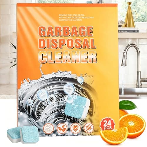 24 Pieces Garbage Disposal Cleaner Tablets, Citrus Scent Deep Cleaning Tablets, Ideal for Kitchen Sinks, Drains and Waste Disposal Units, Dissolve Grime & Neutralize Odors, 12 Month Household Supply - Image 1