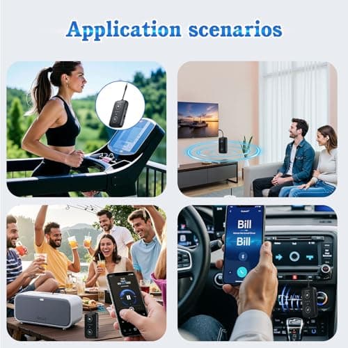 2025 Upgraded Airplane Bluetooth 5.4 Transmitter with Qualcomm Chipset, ElecMoga Airplane Travel Essentials Supports 2 AirPods or Headphones, 2-in-1 AUX Wireless Receiver for Gym, TV, Car, Audio - Thumbnail 6