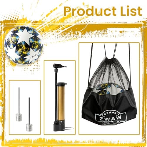 ZWAW Soccer Ball Size 5 – Waterproof PU Leather, Includes Pump, Needles, and Mesh Storage Net for Easy Carrying - Thumbnail 2