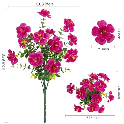 Lnoicy 16 Bundles Realistic Artificial Camellia Flowers for Outdoor, UV Resistant Faux Lifelike Fake Flowers for Home Decor, Wedding, Centerpiece（Magenta） - Thumbnail 3