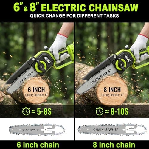 TNELTUEB 4-In-1 Cordless Pole Saw & Mini Chainsaw, 6"&8" Pole Saws For Tree Trimming with 15.6ft Extendable Pole, 180° Adjustable Angle, 1000W Brushless Motor, Electric Chainsaw with 2×4.0Ah Batteries - Thumbnail 3