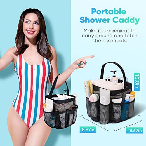 EUDELE Mesh Shower Caddy Portable for College Dorm Room Essentials, Shower Caddy Dorm with 8-Pocket Large Capacity for Beach, Swimming, Gym, Travel essentials - Thumbnail 4