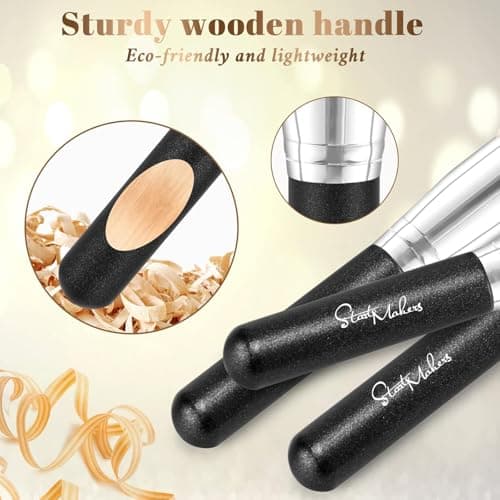 Flat Top Kabuki Foundation Brush, Makeup Brushes Foundation Brush for Liquid Makeup Blending Mineral Cream Powder Buffing Stippling Flawless Face Brush (Black) - Thumbnail 4
