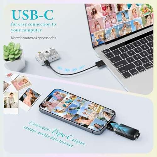 Trunsif Mini Camera - 2K Mini Digital Camera with 16GB Card, Long Battery Life,Travel Vlog & Photo Shooting Anytime,Fashion Accessories, Necklace & Keychain Camera, Gifts for Friends and Women,White - Thumbnail 6