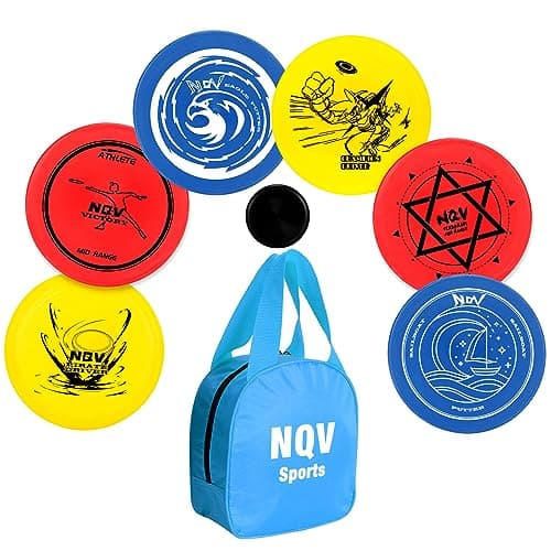 NQV Disc Golf Set with Bag,Disc Golf Beginner Set,6 Pack Flying Discs with Putters Drivers Mid Ranges+1 Disc Golf Bag for Beginners