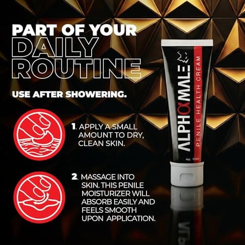 AlphaMale Premium Penile Health Creme Daily Moisturizer for Sensitive Skin - Aloe, Coconut oil, CoQ10 and Allantoin for Dry, Sensitive Skin - Fragrance-Free Cream - Made in USA - 4oz - Thumbnail 6