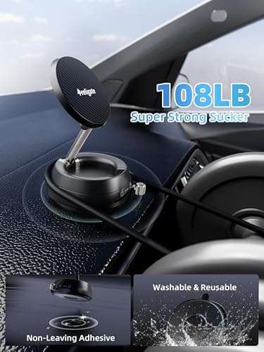 Treligate 2026 Upgraded Vacuum Magnetic Phone Holder, [108+ LBS] Heavy Duty Suction Cup Car Phone Mount for Dashboard, Gym & Desk, MagSafe Car Mount for iPhone 17 16 15 Pro Max - Thumbnail 6