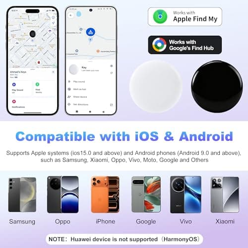 Air Tracker Tags-4 Pack, Dual System Smart Tag Compatible with Apple Find My & Google's Find Hub, Ultra-Light iOS & Android Bluetooth Tracking Key Finder Item Locator for Wallets, Luggage, Backpack - Thumbnail 2