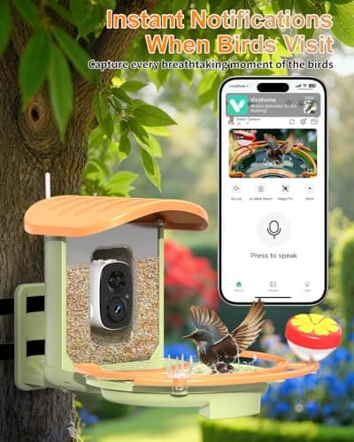 Bird Feeder Camera with AI Bird Recognition, 2K HD Camera Birdfeeder with Bath, Solar Powered Birds Watching with App Control, Color Night Vision, Gift Box Package, Easy Install & Family Sharing - Thumbnail 3