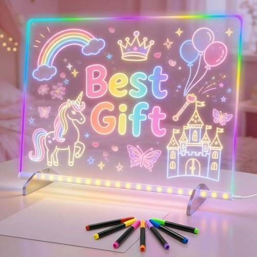 LED Drawing Board for Kids, 17" Light Up Doodle Board, Reusable Glow in The Dark Drawing Tablet with 7 Colors, Erasable & No Mess Art Toy for Ages 3-12+, Best Birthday Gift for Girls Boys (2026 New)