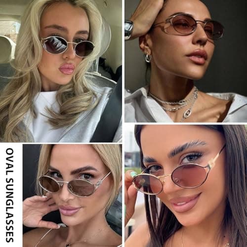 DreamCalf Retro Sunglasses for Women Classic Round Designer Sun Glasses UV400 Protection Shades - Thumbnail 2
