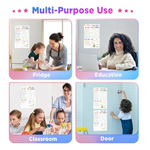 Chore Chart for Kids with 8 Markers, 2 Pack 8"x12" Dry Erase Chore Chart for Multiple Kids, Behavior Chart for Kid at Home, Responsibility Chart for Children/Teens/Adults, Magnetic White Chore Board - Thumbnail 6