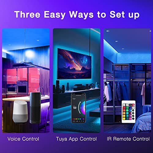 DAYBETTER Smart WiFi Led Lights 100ft, Tuya App Controlled Led Strip Lights, Work with Alexa and Google Assistant, Timer Schedule, Color Changing Led Lights for Bedroom Party Kitchen - Thumbnail 5