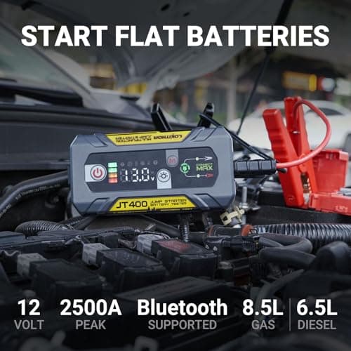 LOKITHOR JT400 12V Jump Starter and Battery Tester 2-in-1, 2500A Battery Jumper Starter Portable for Up to 8.5L Gas & 6.5L Diesel Engines, 100-2000 CCA Load Capacity Automotive Load Tester (Yellow) - Thumbnail 2