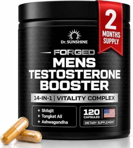 DR. SUNSHINE Forged Testosterone Booster for Men–14 in 1 Natural Male Strength with Shilajit, Ashwagandha,Tongkat Ali-Muscle Builder Testosterone Supplement for Men-2 Month (120 Capsules) - Image 1