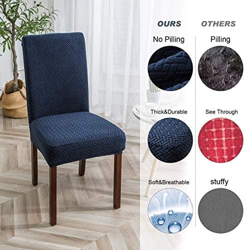 Genina Waterproof Chair Covers for Dining Room Set of 4 Kitchen Chair Covers Parson Dining Chair Slipcover,Navy Blue - Thumbnail 3