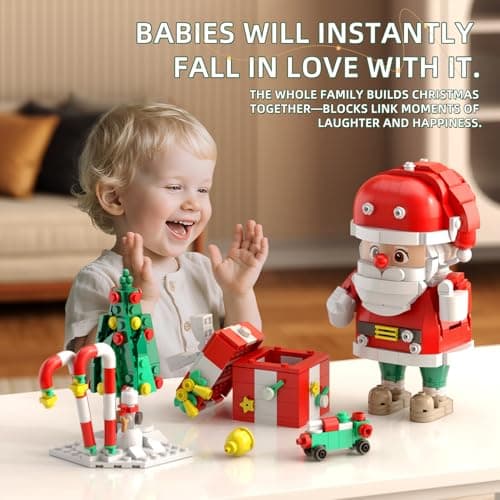 Christmas Building Blocks Set, 750 Piece Santa Claus Building Block Set with Christmas Tree and Gift Box, Santa's Gift Train Building Sets for Kids Ages 6-12, Holiday Building Toys for Boys Girls - Thumbnail 2