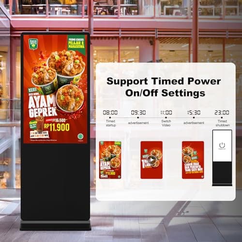 YCKJNB 43 inch 4K Indoor Digital Signage LCD Screen IPS Floor Standing Digital Kiosks Interactive Displays with WiFi HDMI/USB Input Auto AD Player, Android OS Black - Thumbnail 6